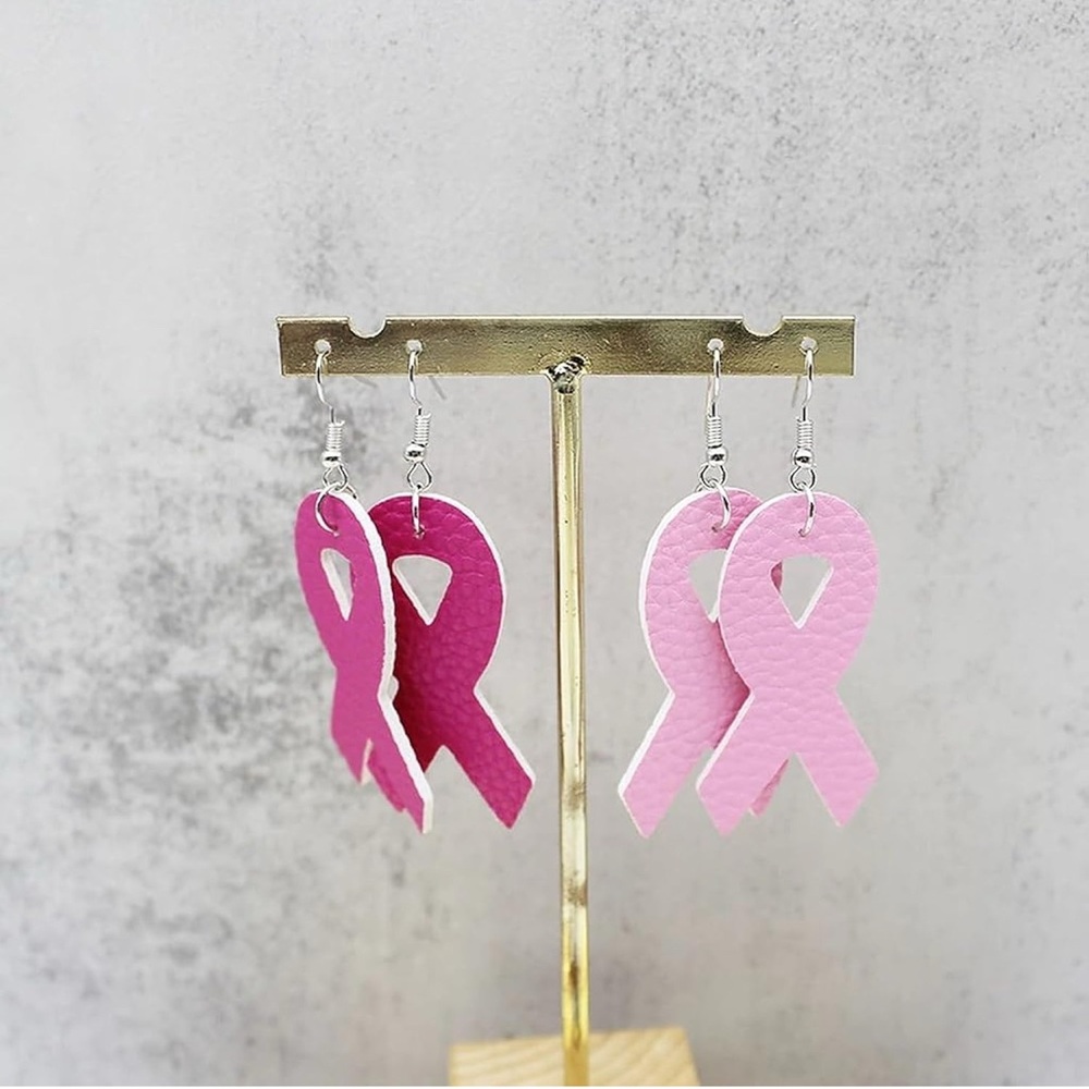 Pink Awareness Ribbon Earrings NIP - Picture 4 of 6